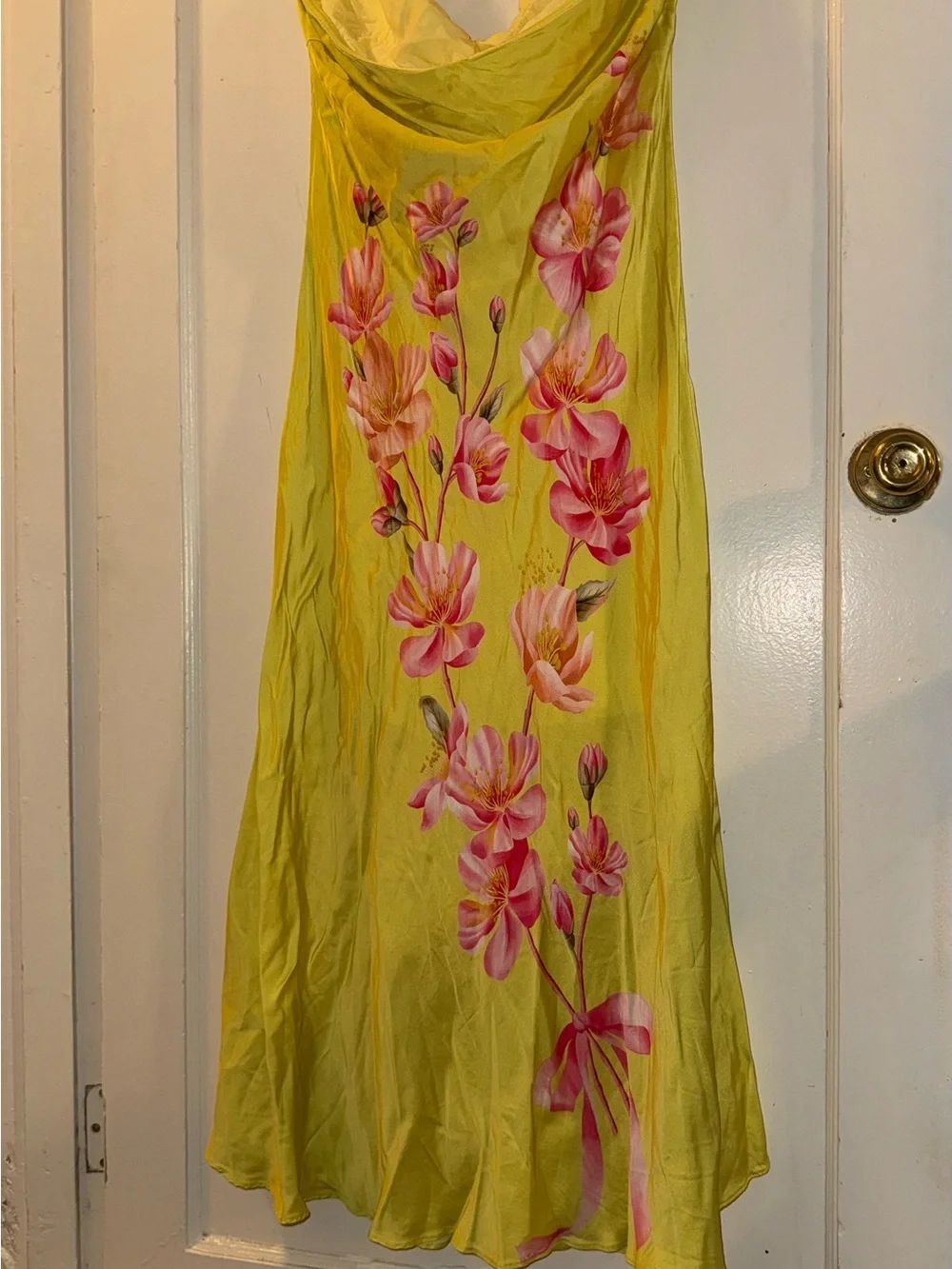 FARM Rio Strapless Yellow Floral Midi Dress